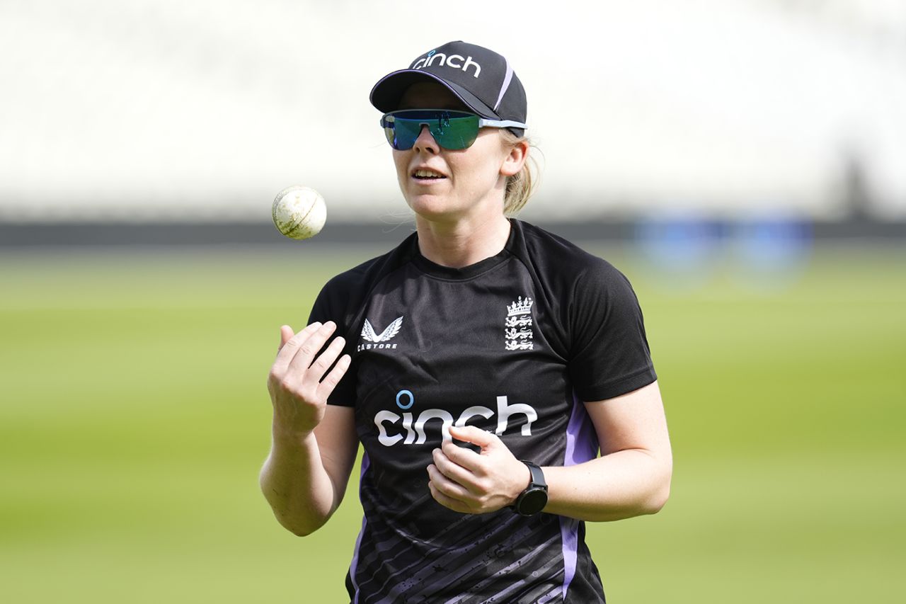 Heather Knight during a practice session at Edgbaston, May 10, 2024
