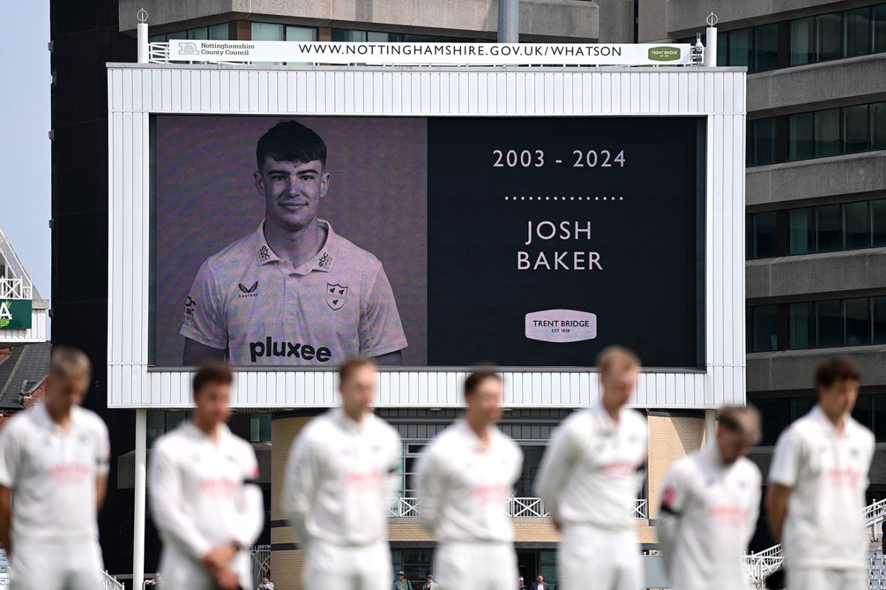 Those at Trent Bridge paid tribute to Josh Baker, Nottinghamshire vs Lancashire, County Championship, Division One, Trent Bridge, May 10, 2024