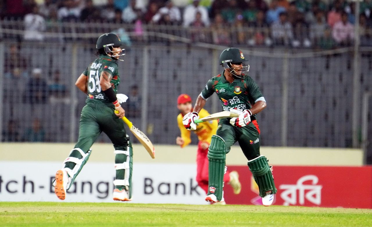 Soumya Sarkar and Tanzid Hasan added 101 for the opening wicket, Bangladesh vs Zimbabwe, 4th T20I, Dhaka, May 10, 2024 