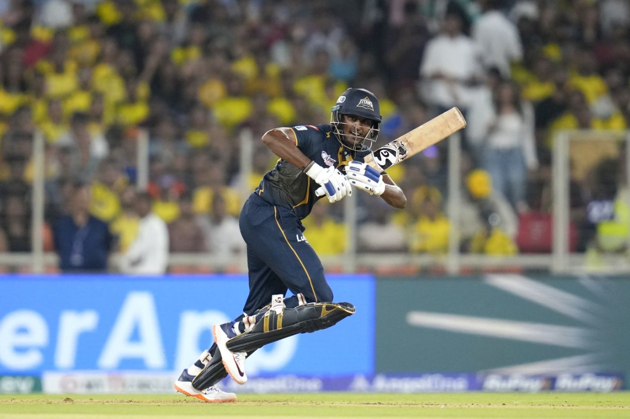 Sai Sudharsan works the leg side, Gujarat Titans vs Chennai Super Kings, IPL, Ahmedabad, May 10, 2024