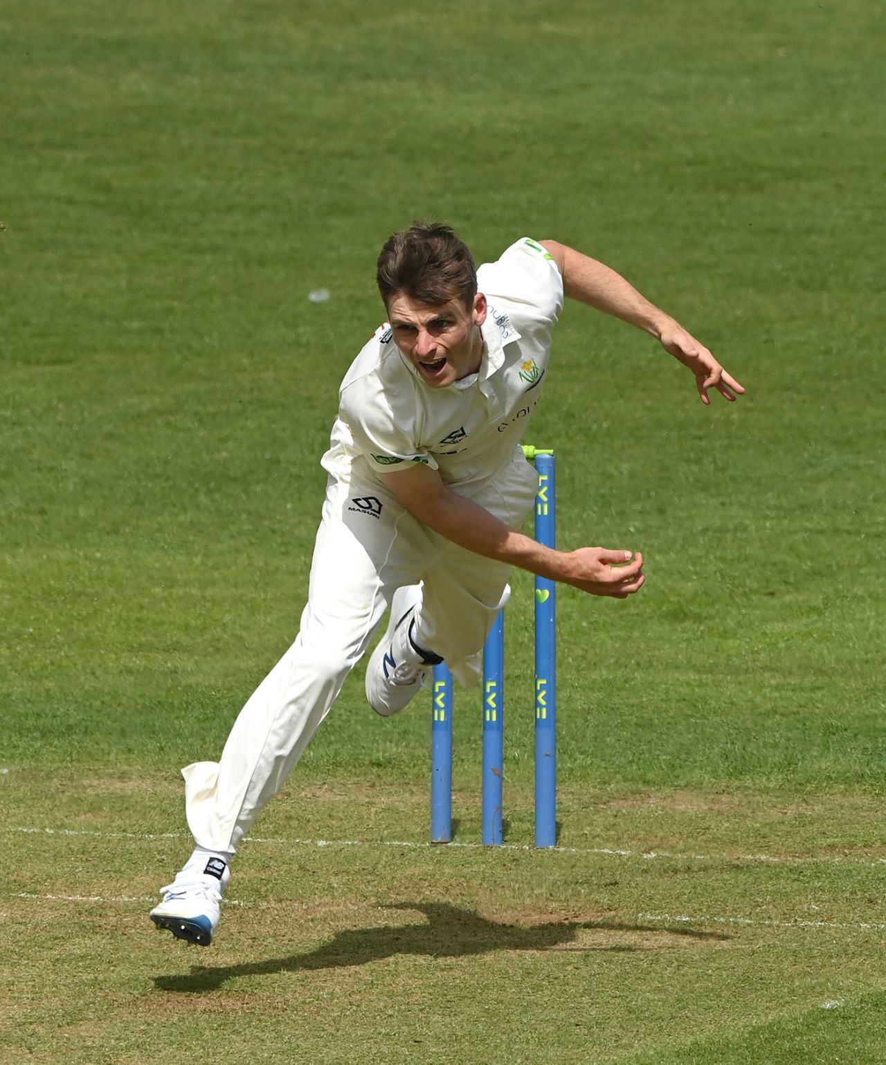 Andy Gorvin claimed the wicket of David Bedingham, LV= Insurance County Championship, Division Two, Durham vs Glamorgan, The Riverside, May 12, 2022
