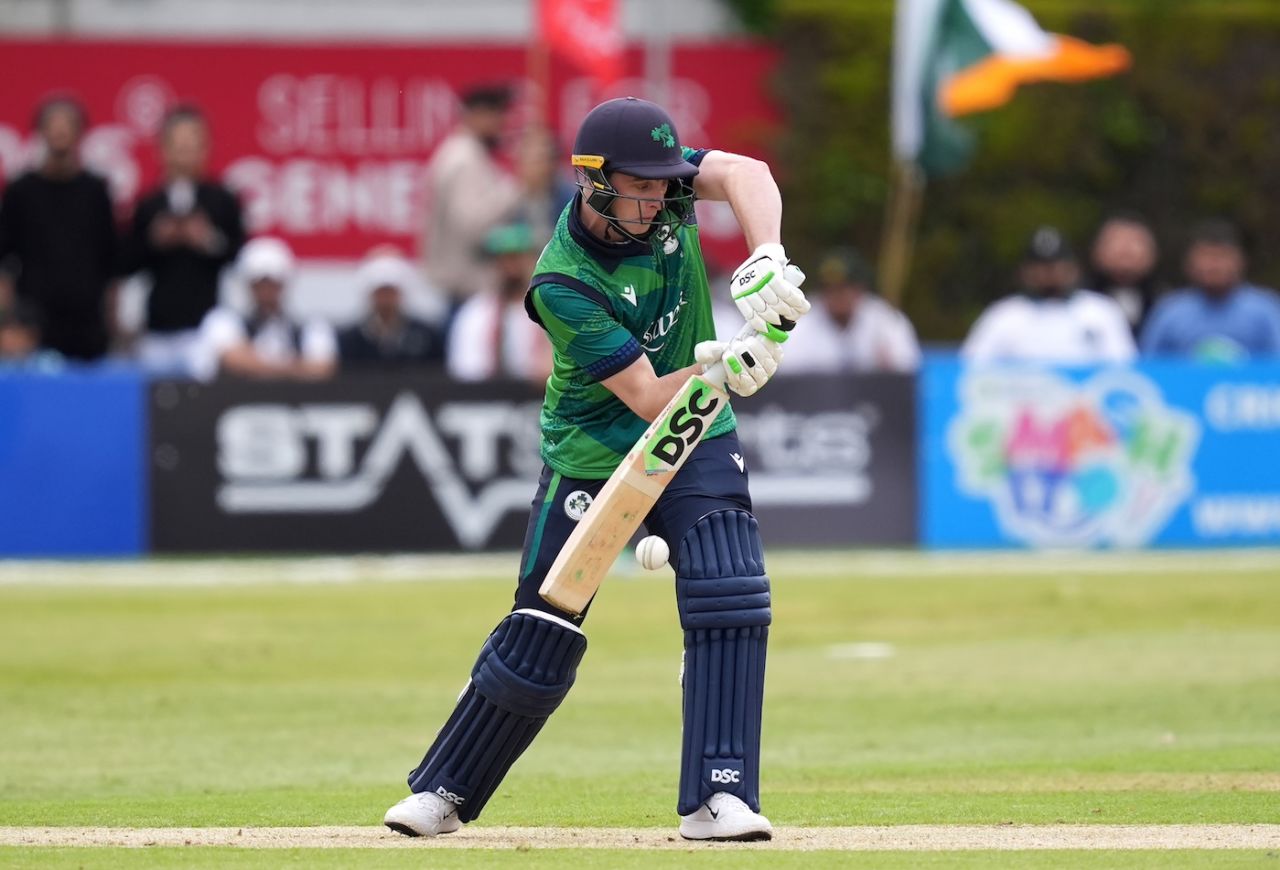 Lorcan Tucker played cautiously to start with, Ireland vs Pakistan, 3rd T20I, Dublin, May 14, 2024