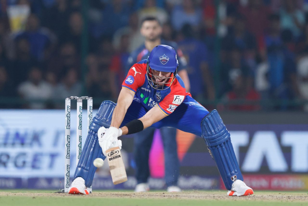 Tristan Stubbs prepares to deposit a four between the keeper and slip, Delhi Capitals vs Lucknow Super Giants, IPL 2024, Delhi, May 14, 2024