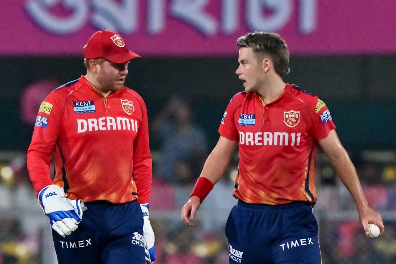 Jonny Bairstow chats with Sam Curran, Rajasthan Royals vs Punjab Kings, IPL 2024, Guwahati, May 15, 2024