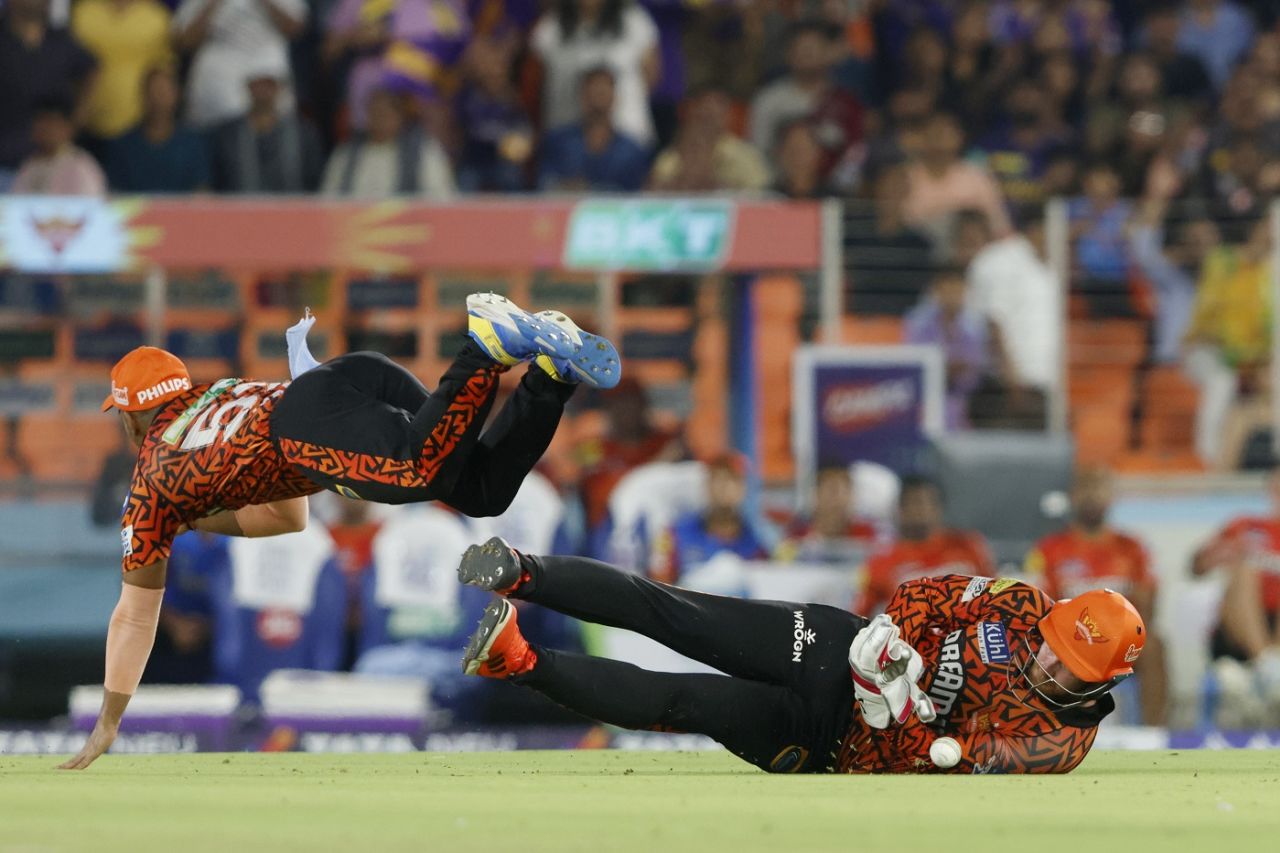 Heinrich Klaasen dropped Shreyas Iyer after a collision with Rahul Tripathi, Kolkata Knight Riders vs Sunrisers Hyderabad, Qualifier 1, IPL 2024, Ahmedabad, May 21, 2024