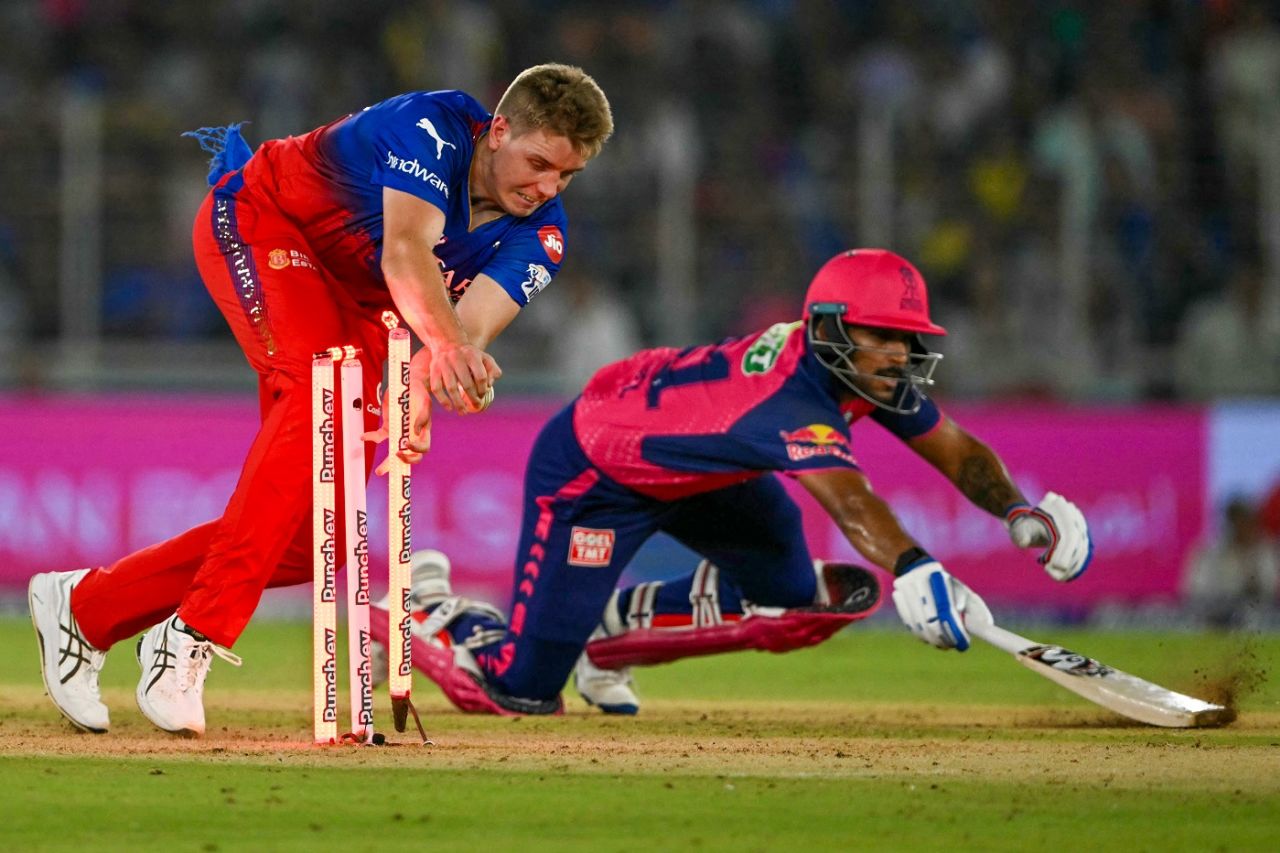 Another angle of the contentious Dhruv Jurel run out, Rajasthan Royals vs Royal Challengers Bengaluru, IPL 2024, Eliminator, Ahmedabad, May 22, 2024 