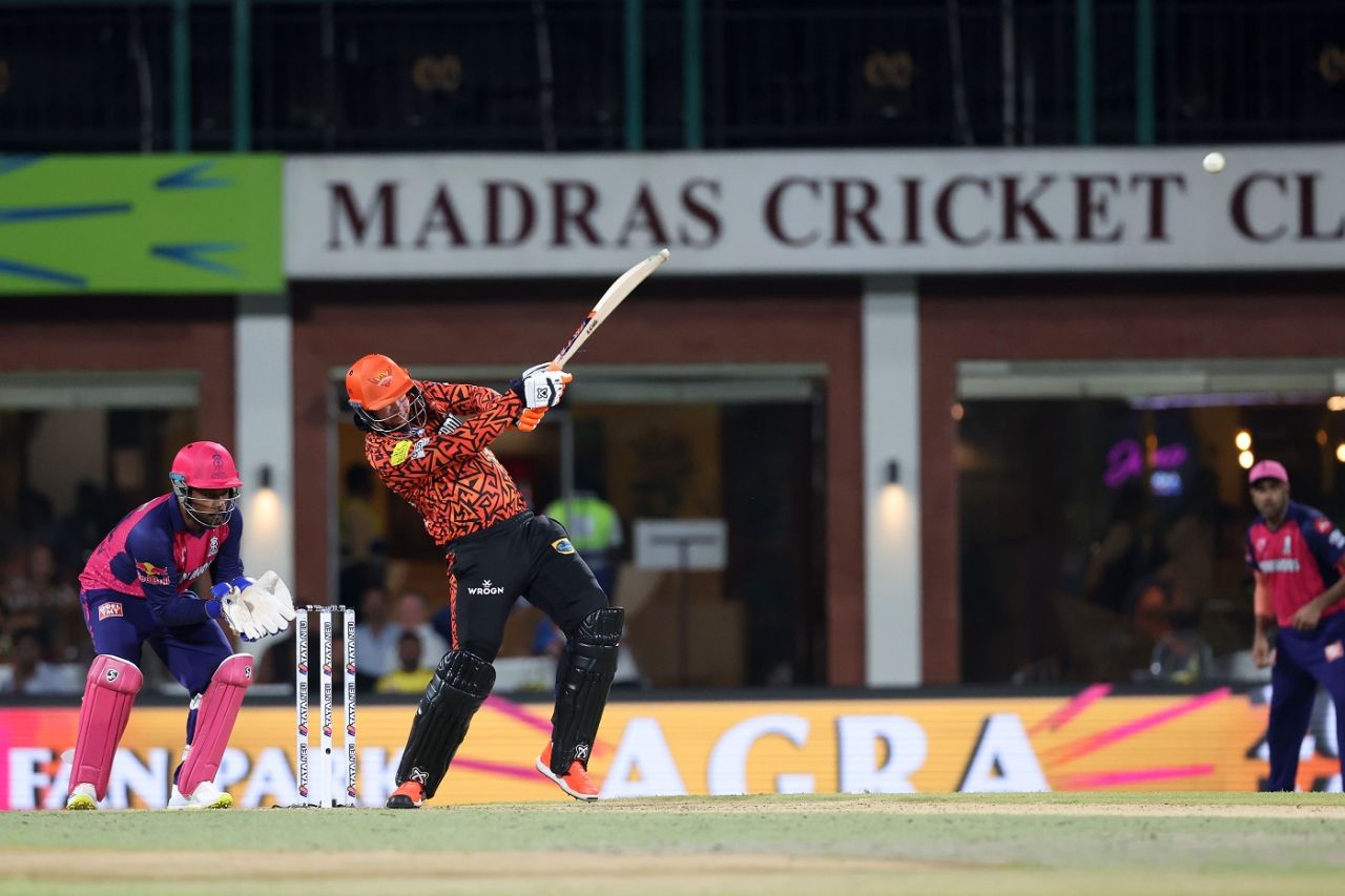 Heinrich Klaasen brings out his vertical bat pull against spin, Sunrisers Hyderabad vs Rajasthan Royals, Qualifier 2, IPL 2024, Chennai, May 24, 2024
