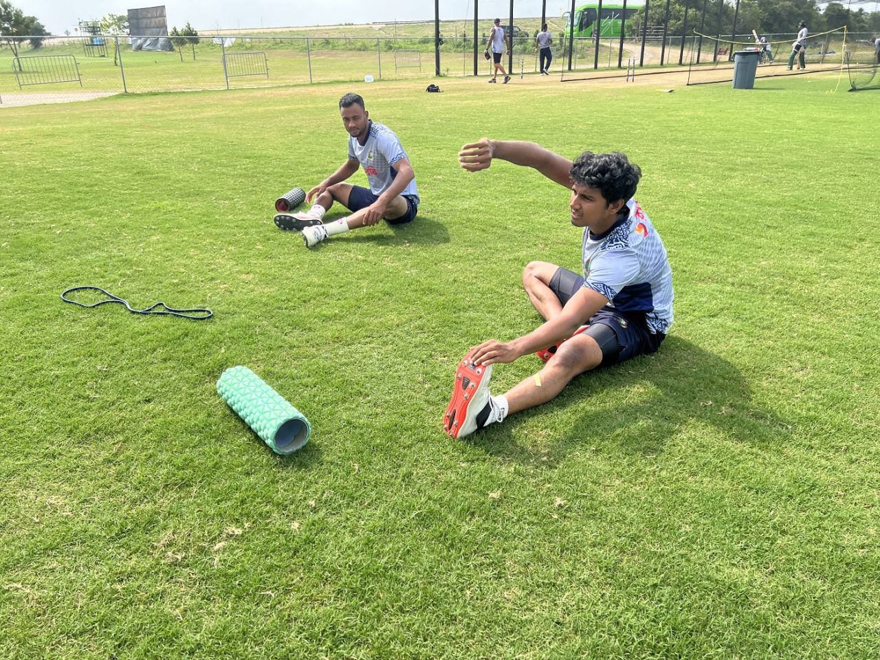 Shoriful Islam and Hasan Mahmud train ahead of Bangladesh's third T20I against USA, Dallas, May 24, 2024