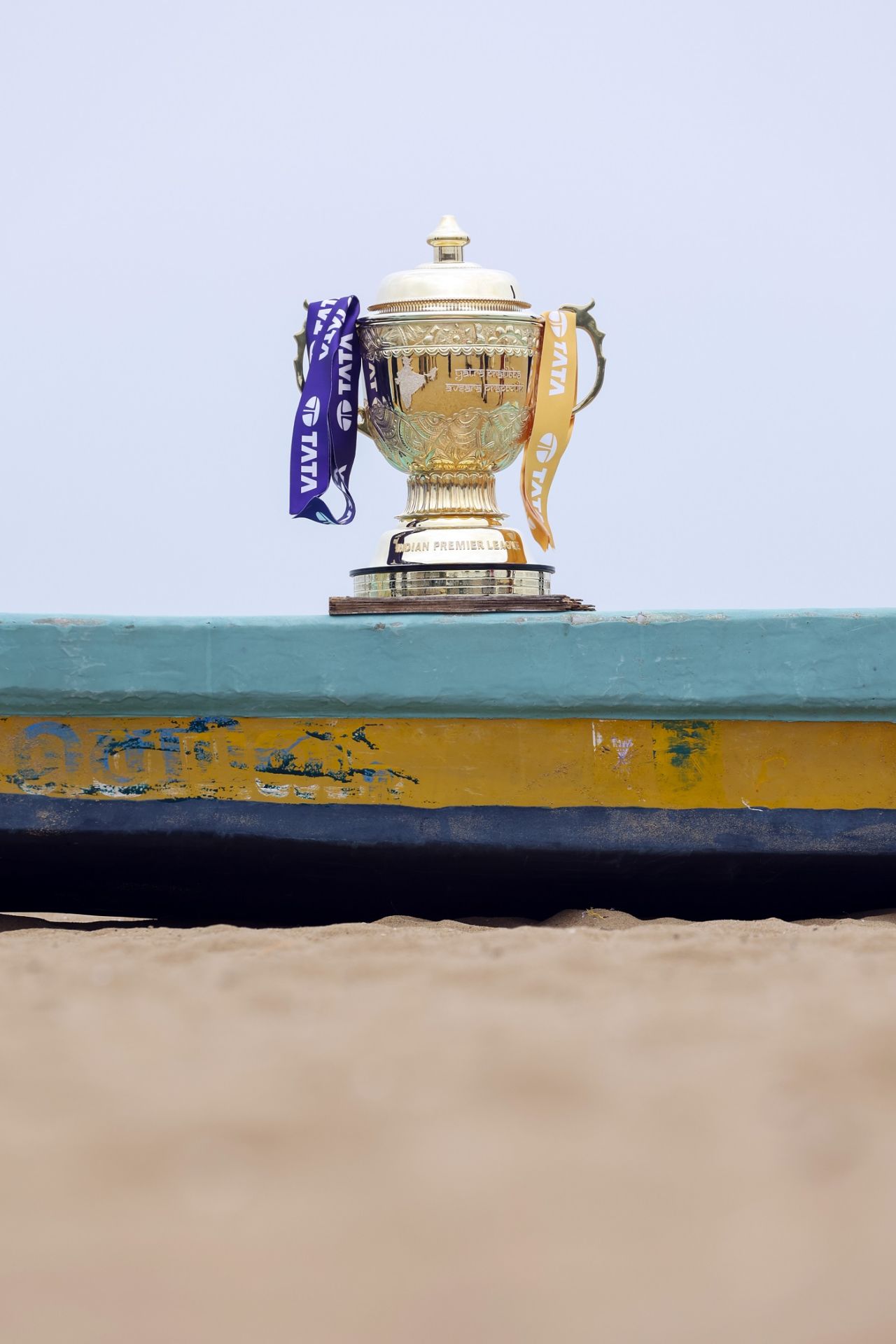 The IPL trophy in all its glory at the Marina beach in Chennai, IPL 2024, Chennai, May 25, 2024