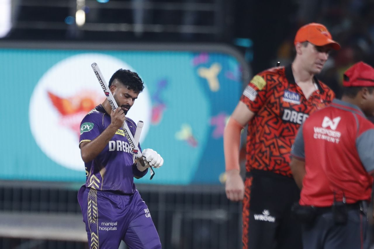 Shreyas Iyer saved a souvenir from the final, Kolkata Knight Riders vs Sunrisers Hyderabad, IPL 2024, final, Chennai, May 26, 2024