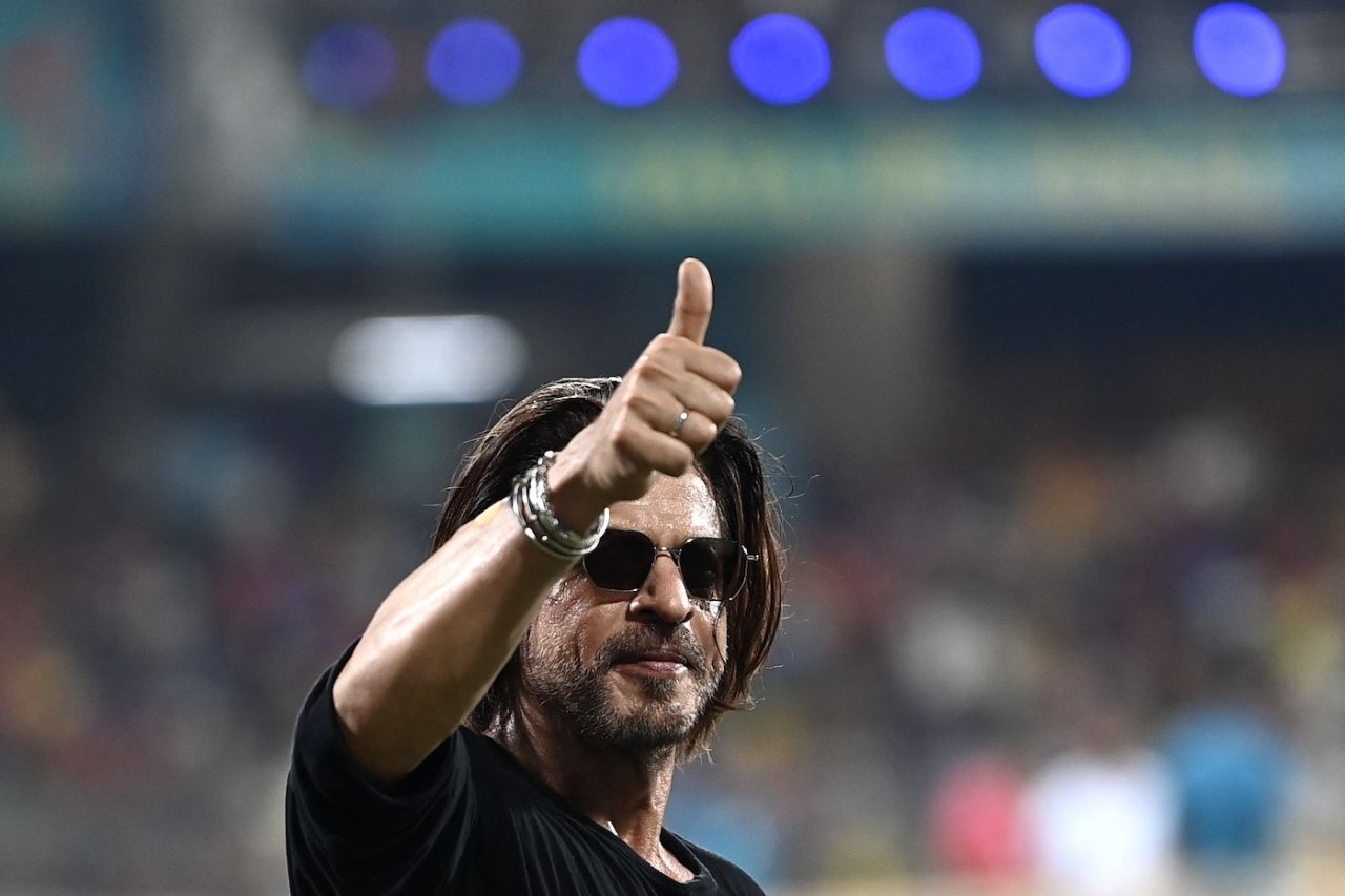 Shah Rukh Khan was all smiles after his team's third title, Kolkata Knight Riders vs Sunrisers Hyderabad, IPL 2024, final, Chennai, May 26, 2024