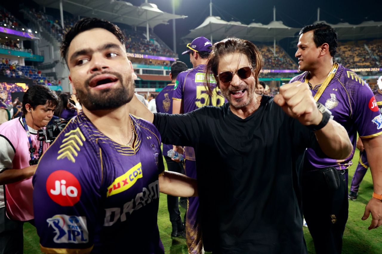 Rinku Singh and Shah Rukh Khan celebrate KKR winning the IPL, Kolkata Knight Riders vs Sunrisers Hyderabad, IPL 2024 final, Chennai, May 26, 2024