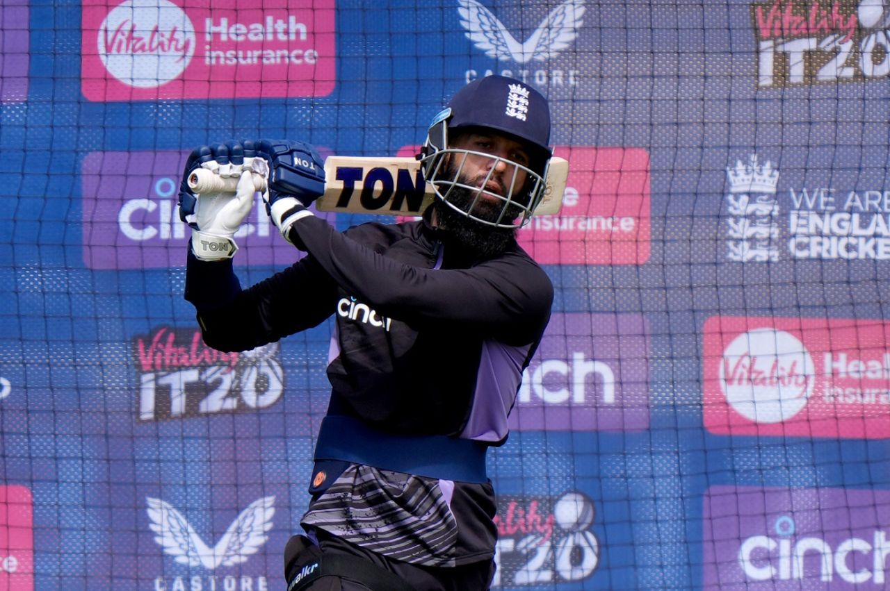 Moeen Ali bats in the nets, England vs Pakistan, 3rd T20I, Cardiff, May 27, 2024