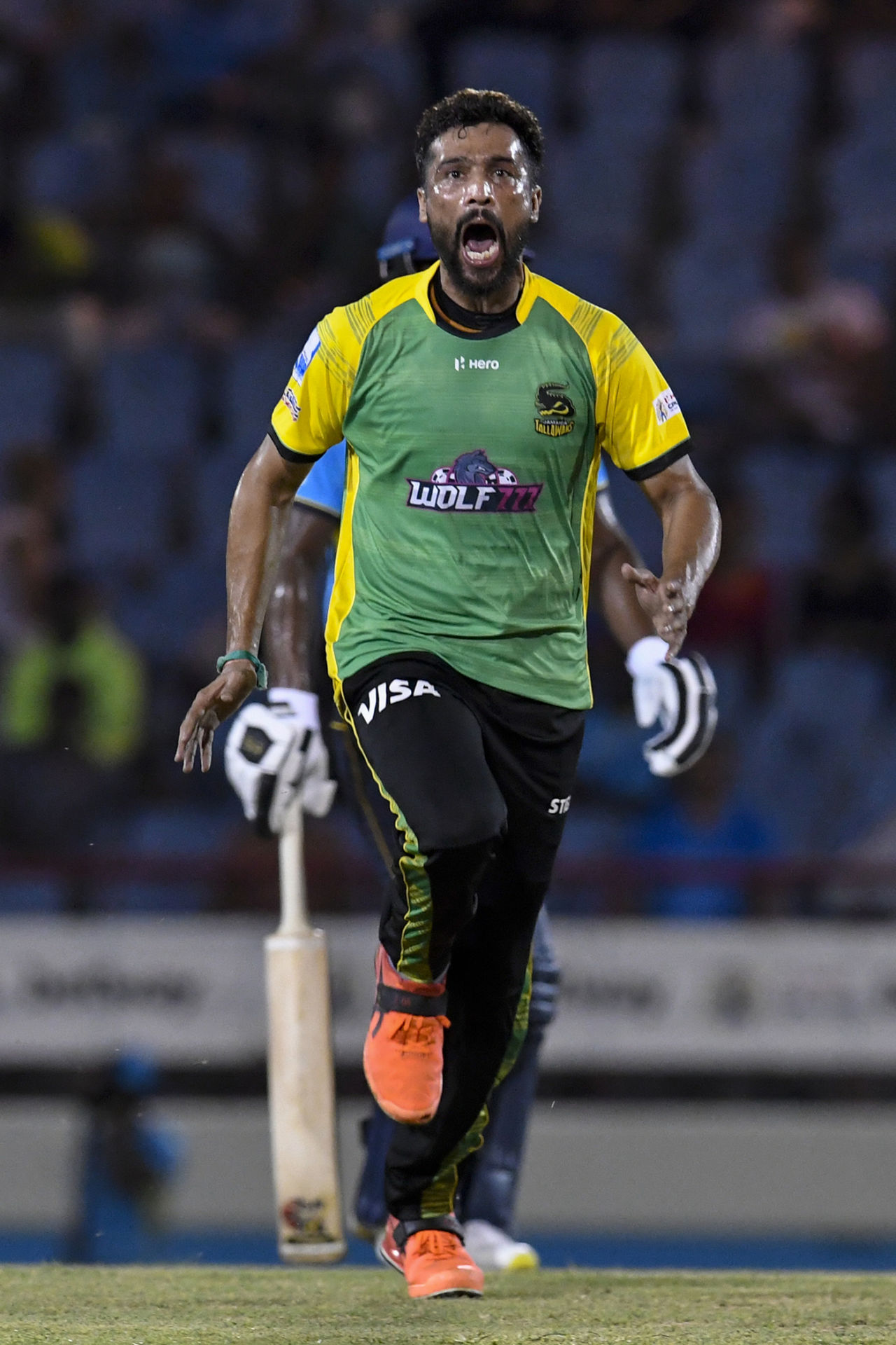 Mohammad Amir celebrates a wicket, St Lucia Kings vs Jamaica Tallawahs, CPL, Gros Islet, September 7, 2022
