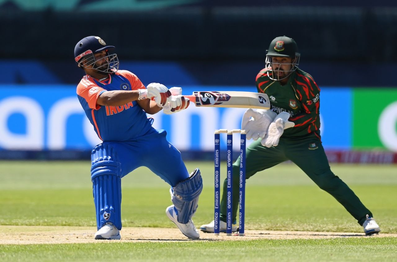 Rishabh Pant brings out the reverse swat, Bangladesh vs India, warm-up game, T20 World Cup, New York, June 1, 2024