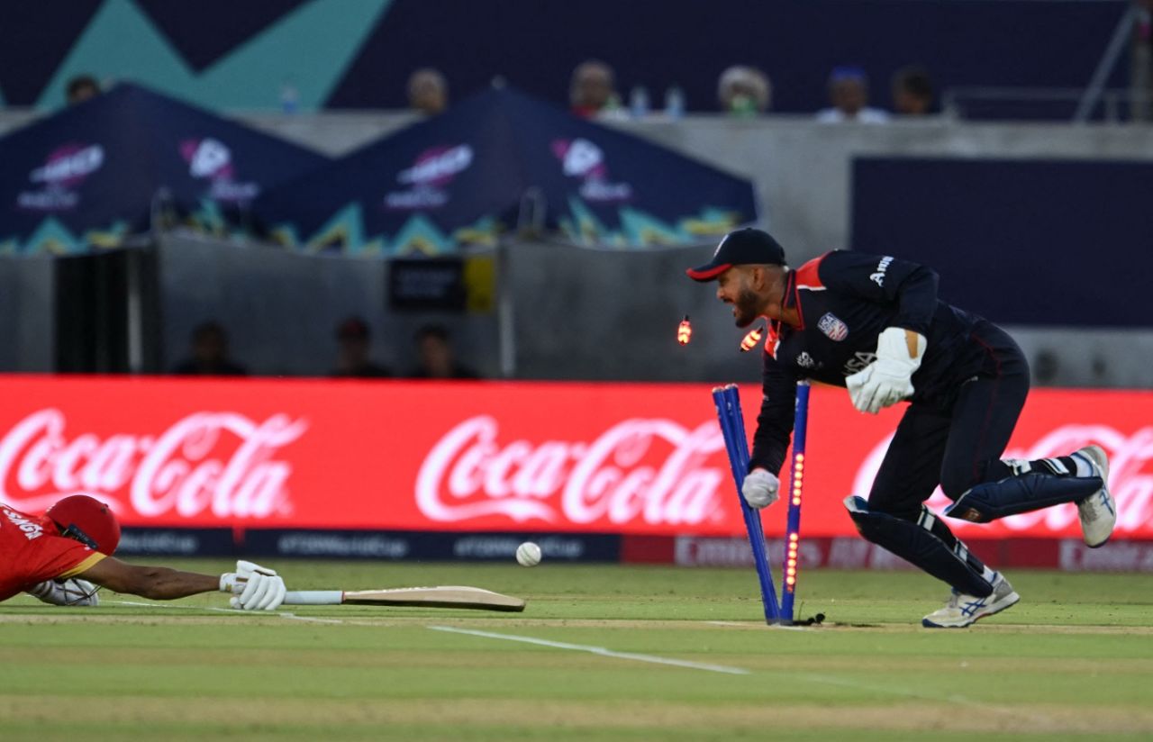 Pargat Singh is run out by Monank Patel, USA vs Canada, T20 World Cup 2024, Group A, Dallas, June 1, 2024