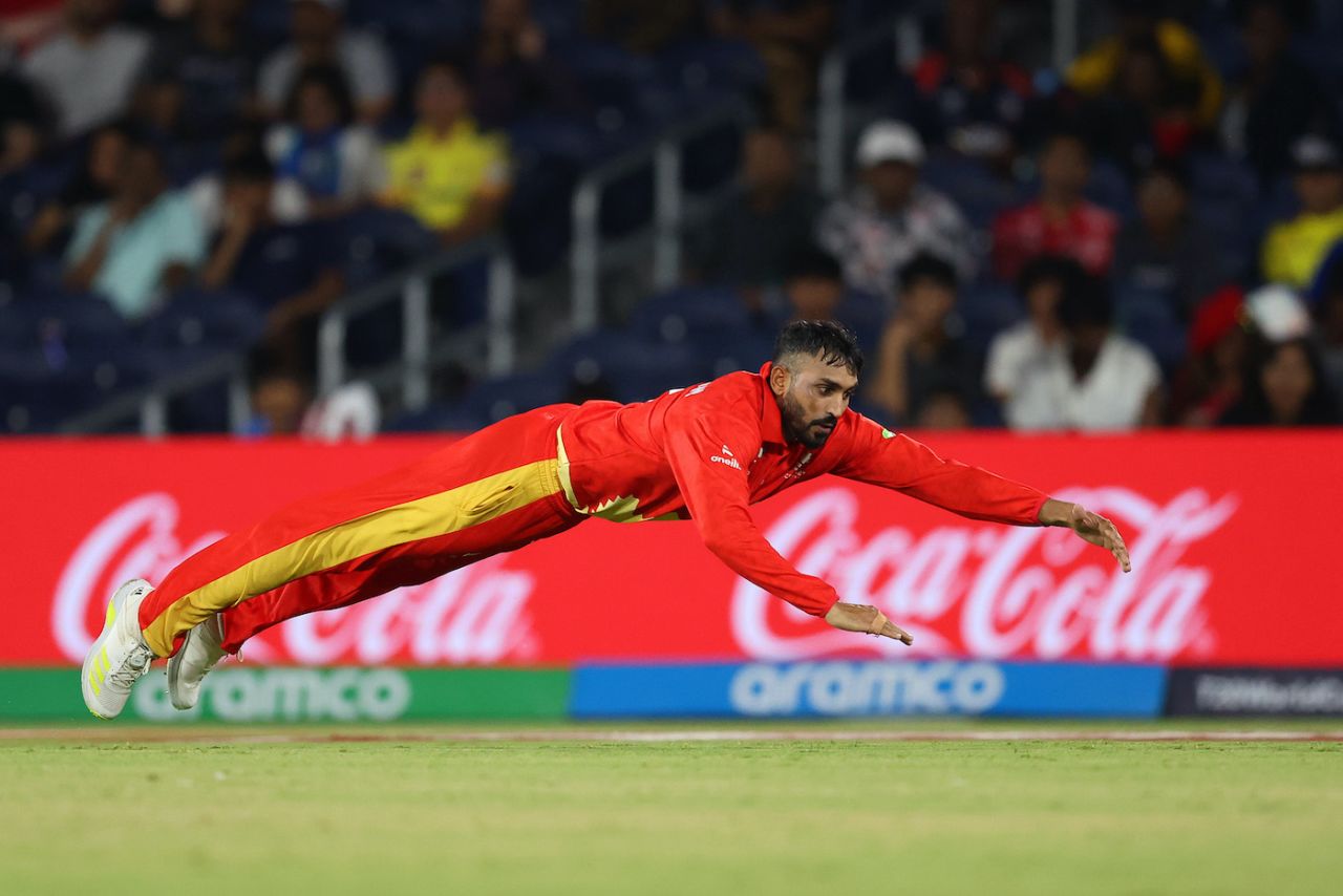 Pargat Singh flings himself in the field, USA vs Canada, T20 World Cup 2024, Group A, Dallas, June 1, 2024