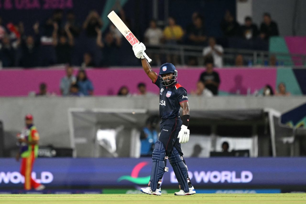 Aaron Jones brought up fifty in 22 balls, USA vs Canada, T20 World Cup 2024, Group A, Dallas, June 1, 2024
