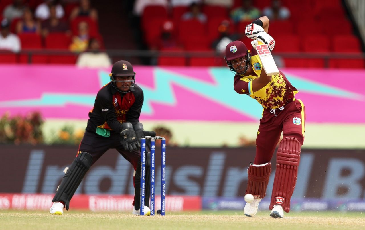 Roston Chase scored 42 off 27 balls, West Indies vs Papua New Guinea, 2024 T20 World Cup, Providence, Guyana, June 2, 2024