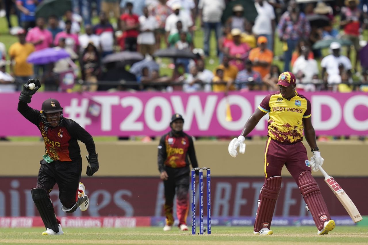 Rovman Powell was caught behind, West Indies vs Papua New Guinea, 2024 T20 World Cup, Providence, Guyana, June 2, 2024