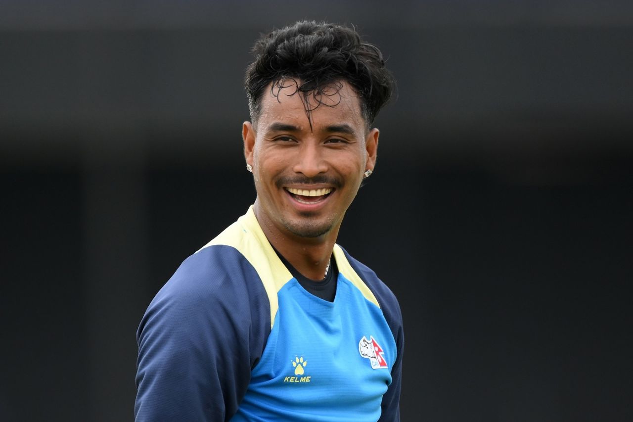 Sompal Kami is all smiles during a training session, T20 World Cup, Dallas, June 3, 2024