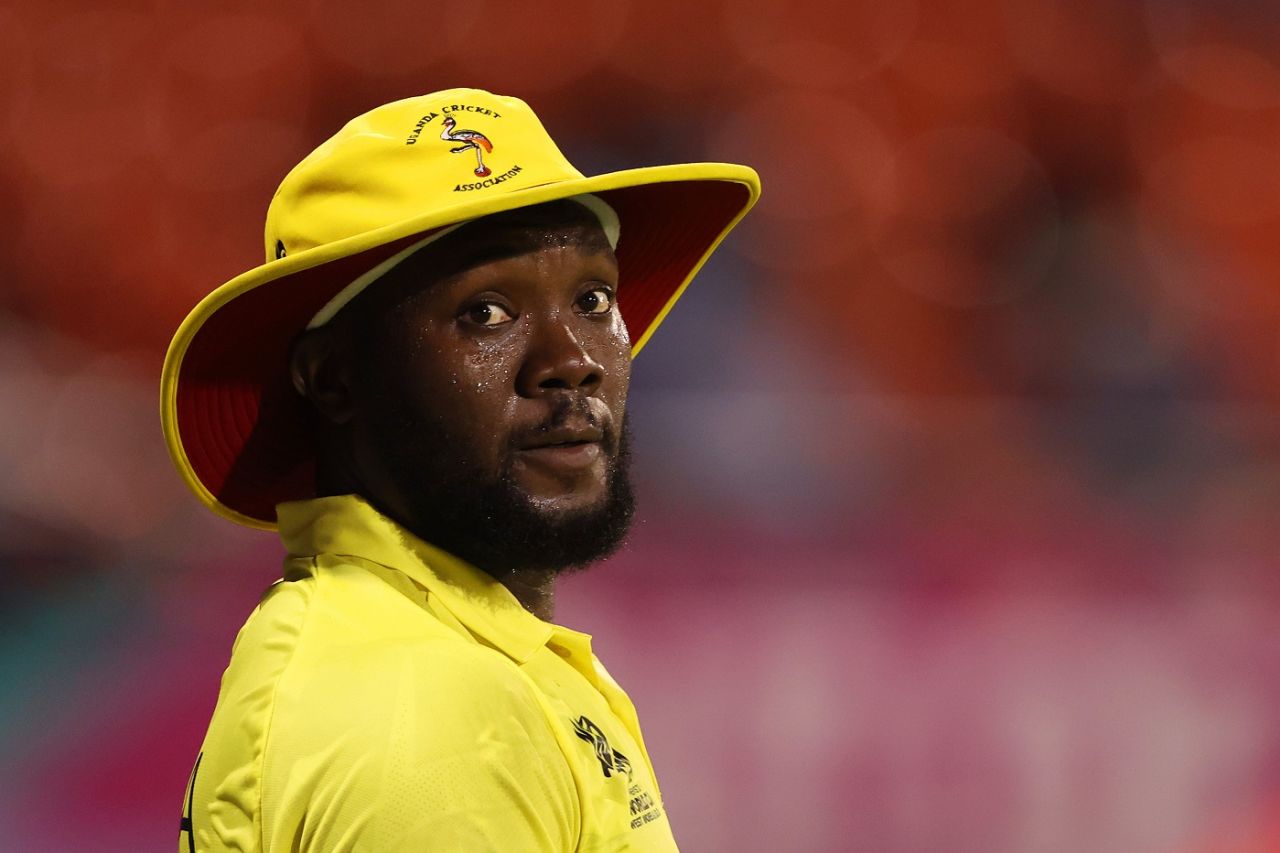 Roger Mukasa looks on, Afghanistan vs Uganda, T20 World Cup 2024, Providence, June 3, 2024
