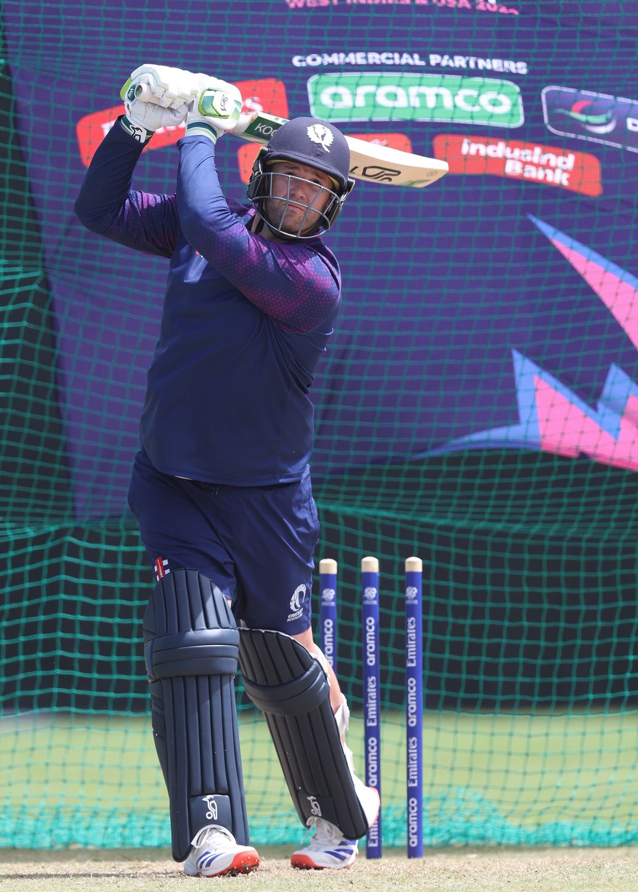 Ollie Hairs gets ready for Scotland's clash against Namibia, T20 World Cup 2024, Barbados, June 5, 2024