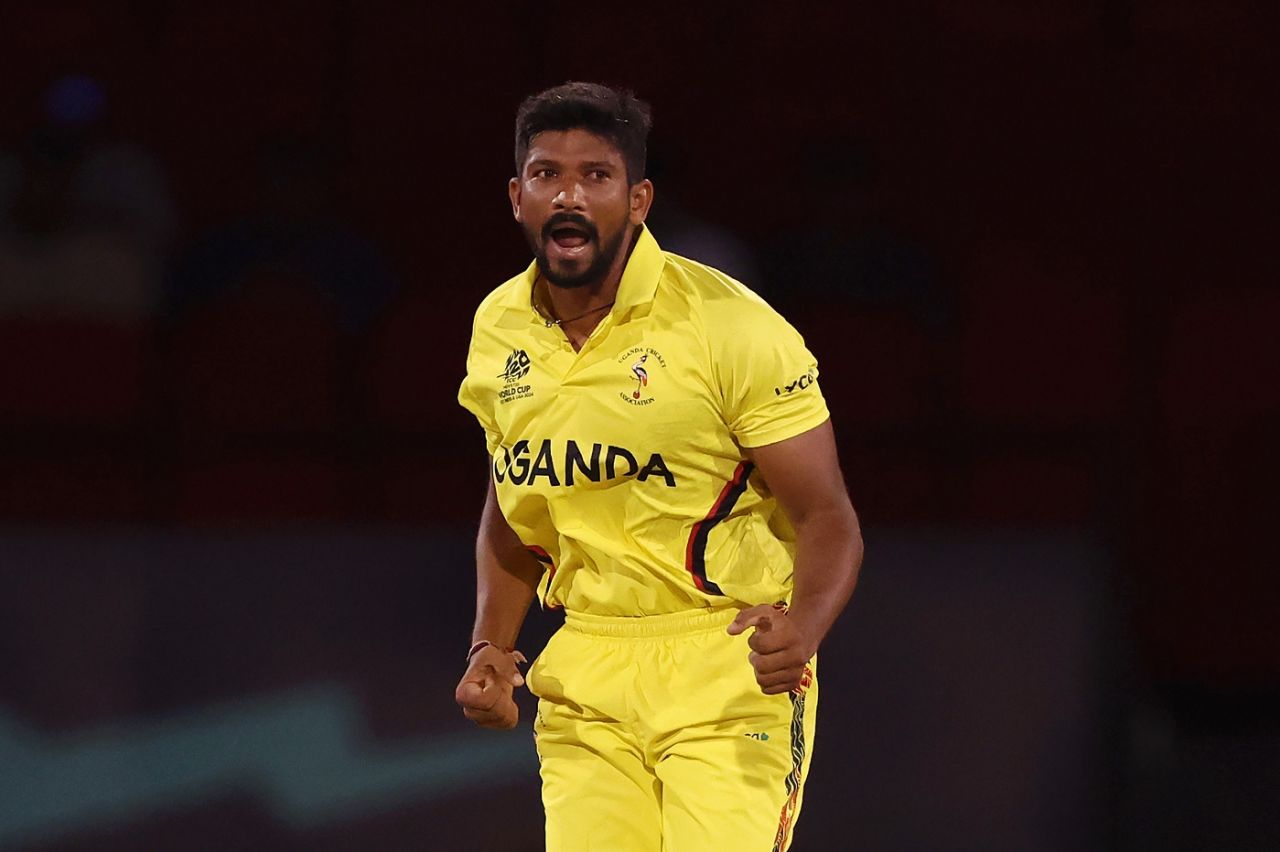 Alpesh Ramjani struck with his second ball against Papua New Guinea, PNG vs Uganda, T20 World Cup, Providence, June 5, 2024