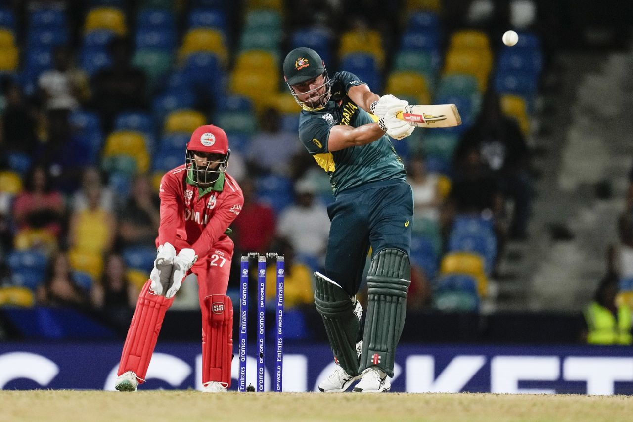 Marcus Stoinis tonked four sixes in a single over, Australia vs Oman, T20 World Cup, Bridgetown, June 5, 2024
