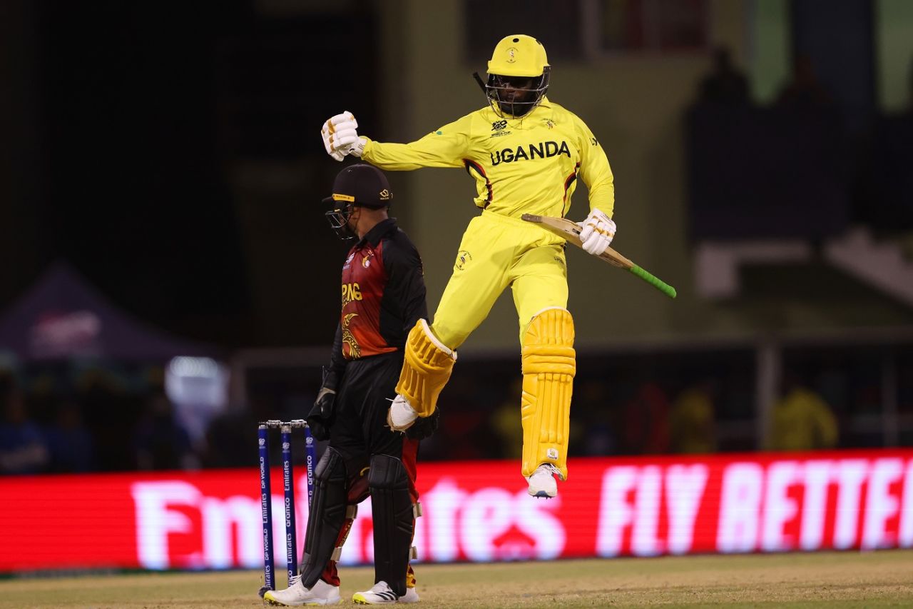 Uganda's winning moment, Papua New Guinea vs Uganda, T20 World Cup, Providence, June 5, 2024