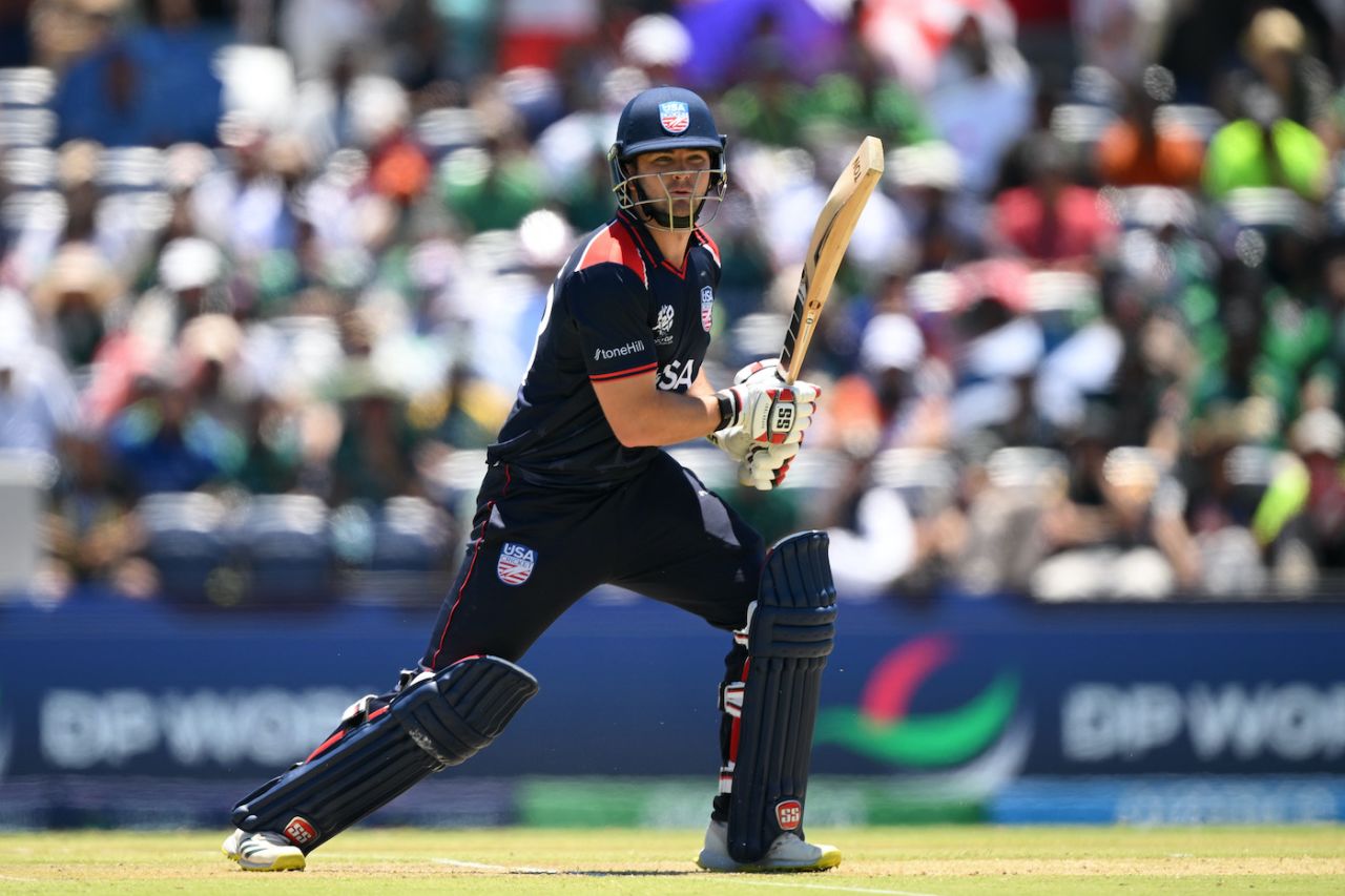 Andries Gous smacked five fours and a six during his stay, T20 World Cup 2024, USA vs Pakistan, Dallas, June 6 2024
