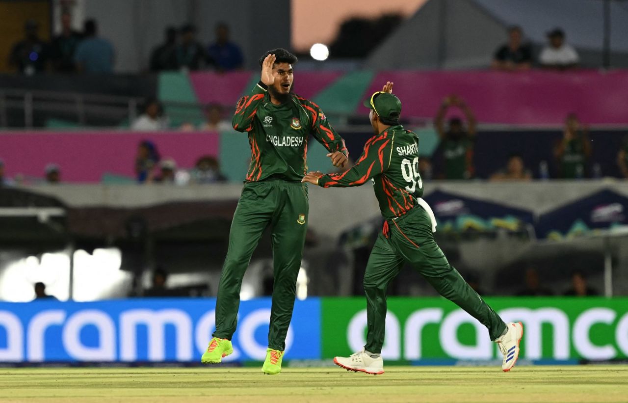 Rishad Hossain finished with career-best figures of 3 for 22, Bangladesh vs Sri Lanka, T20 World Cup, Dallas, June 7, 2024