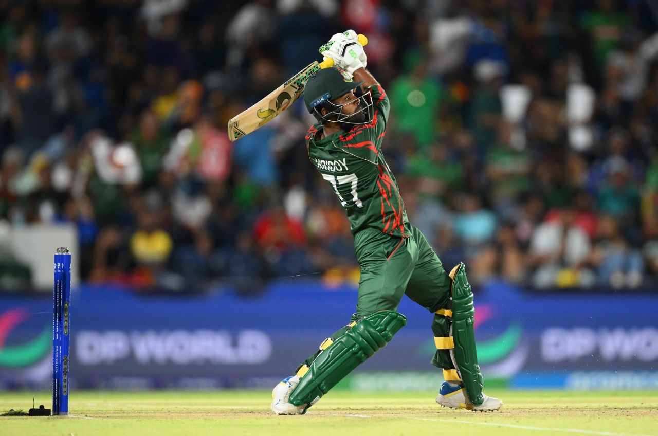 Towhid Hridoy launched Wanindu Hasaranga for three sixes, Bangladesh vs Sri Lanka, T20 World Cup, Dallas, June 7, 2024