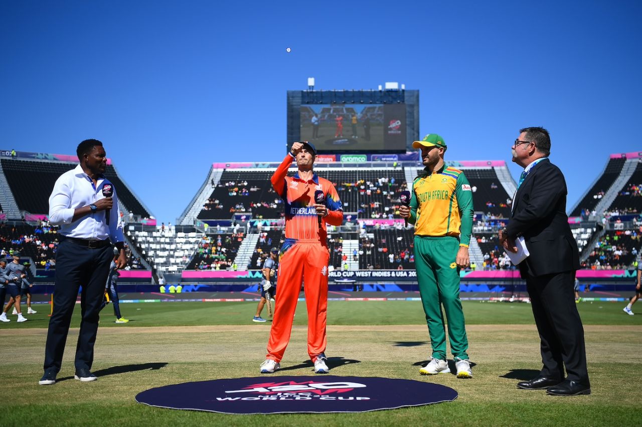 Scott Edwards and Aiden Markram get the toss out of the way, Netherlands vs South Africa, T20 World Cup 2024, New York, June 8, 2024