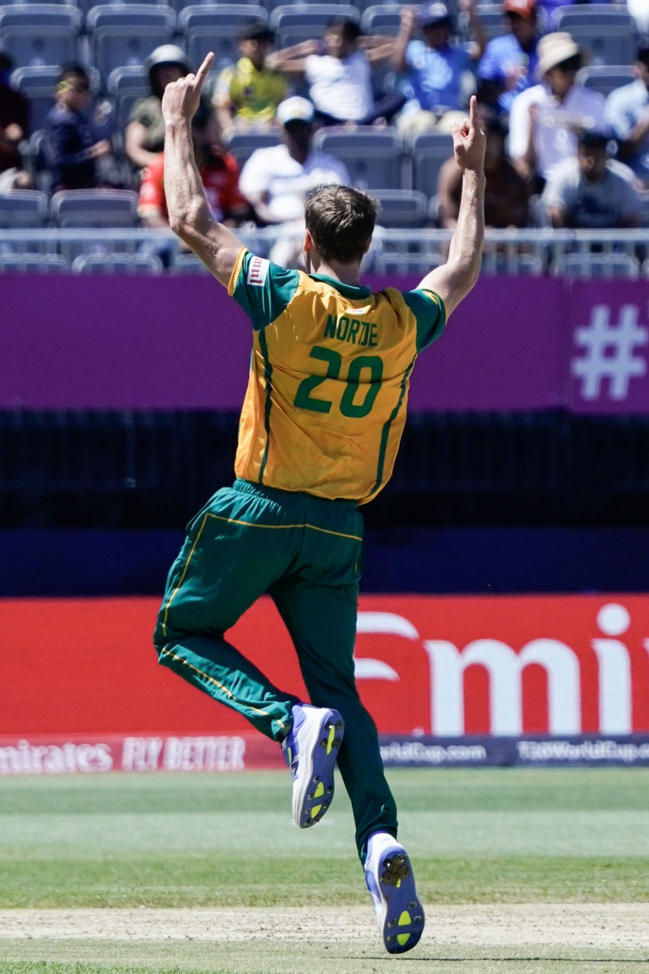 Anrich Nortje got on the scorecard with Bas de Leede's wicket, Netherlands vs South Africa, T20 World Cup 2024, New York, June 8, 2024
