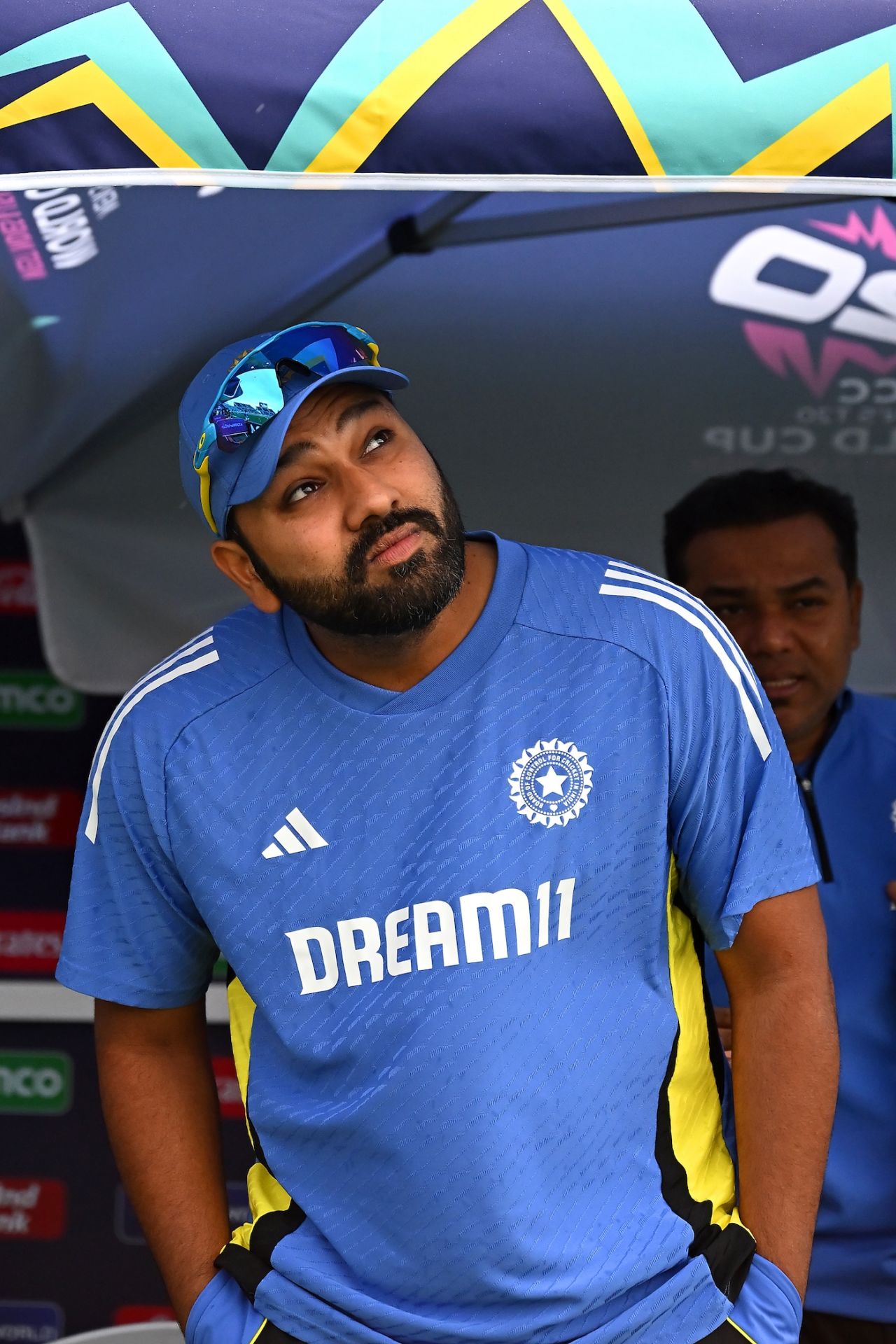 Rohit Sharma waits for the rain to go away, India vs Pakistan, T20 World Cup 2024, New York, June 9, 2024