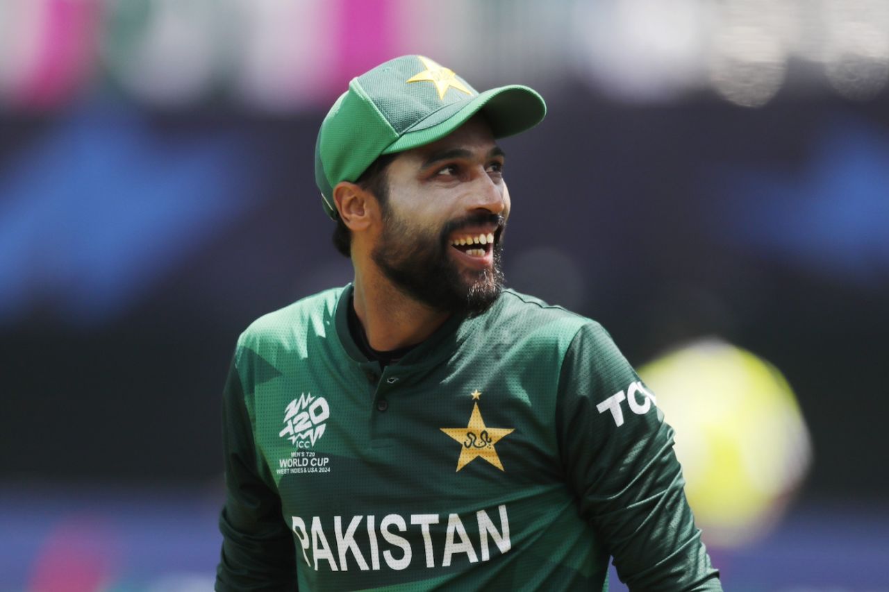 Mohammad Amir reacts on the field, Canada vs Pakistan, T20 World Cup 2024, New York, June 11, 2024