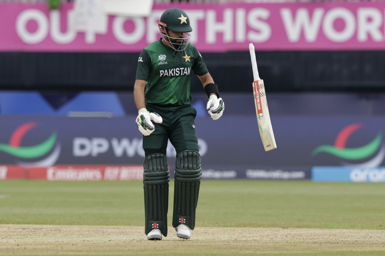 Babar Azam flung his bat in frustration after being dismissed, Canada vs Pakistan, T20 World Cup 2024, New York, June 11, 2024