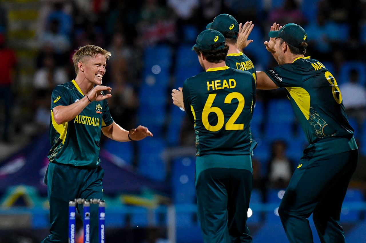 Nathan Ellis was back in the side and back in the wickets, Australia vs Namibia, T20 World Cup 2024, North Sound, June 11, 2024