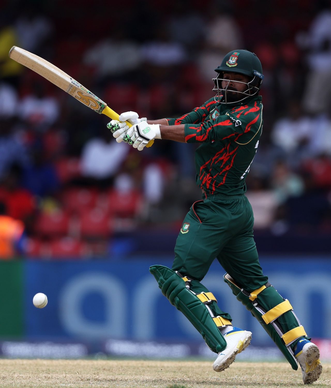 Towhid Hridoy plays a pull, Bangladesh vs Netherlands, T20 World Cup 2024, Kingstown, June 13, 2024
