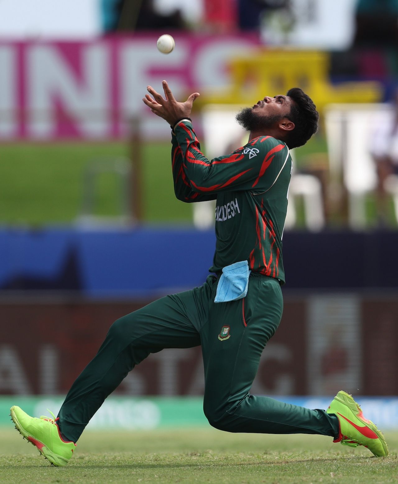Rishad Hossain gets under the ball, Bangladesh vs Netherlands, T20 World Cup 2024, Kingstown, June 13, 2024