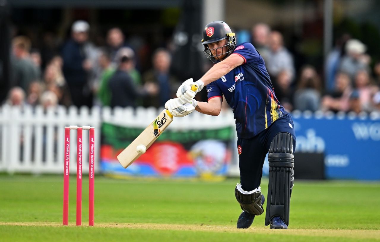 Jordan Cox hits through the off side 