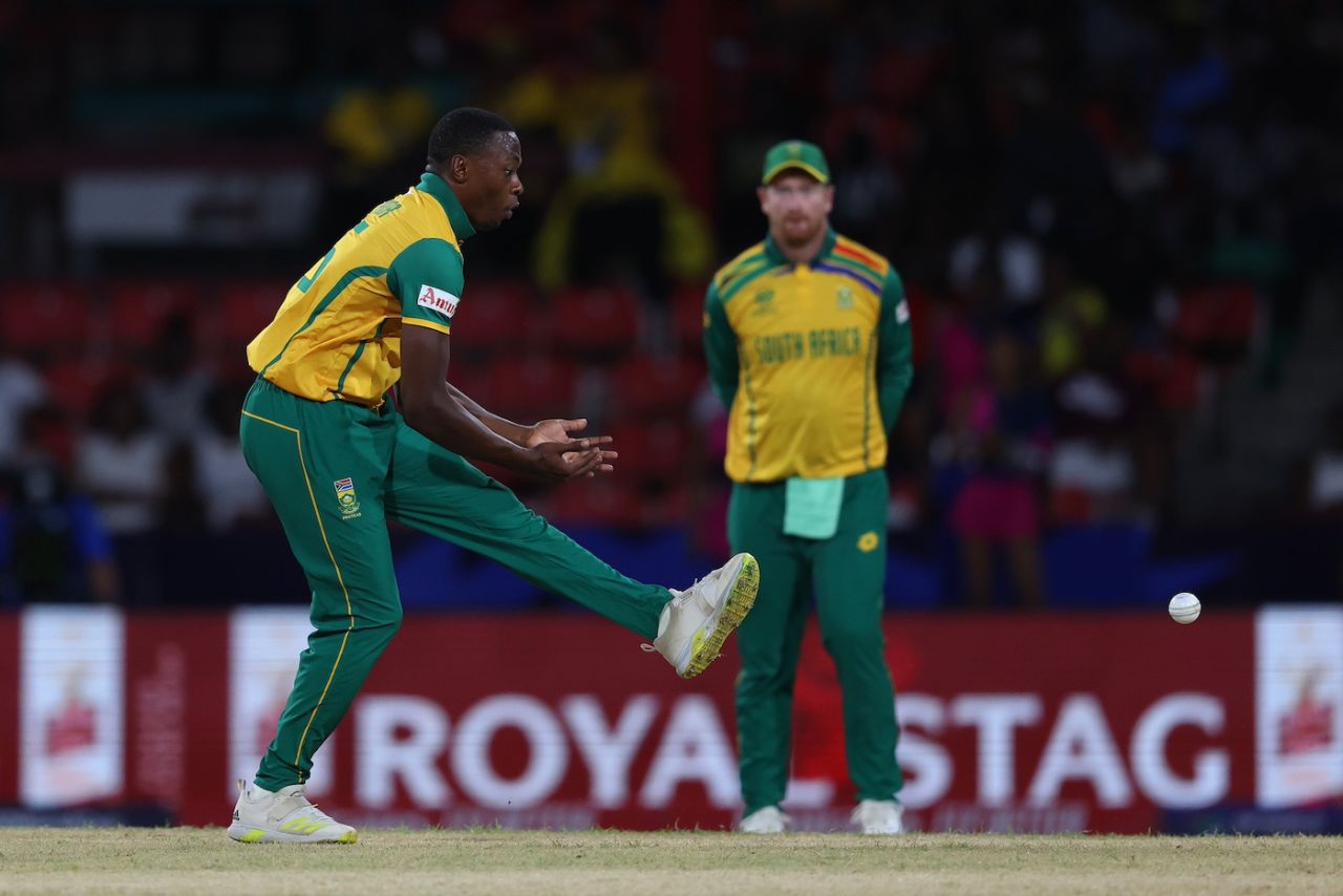 Kagiso Rabada put down a return catch early on, Nepal vs South Africa, Men's T20 World Cup, Kingstown, June 14, 2024