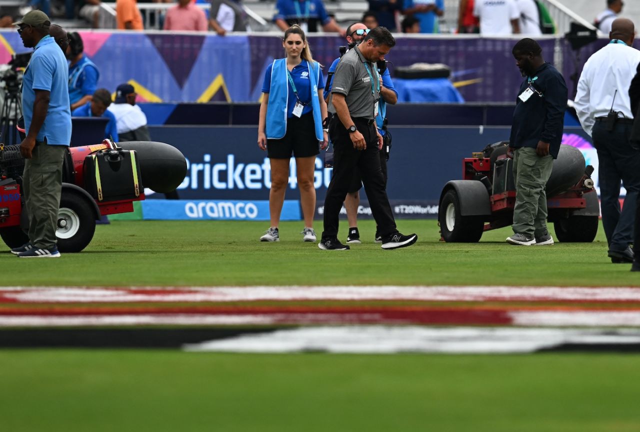 The soggy outfield meant play couldn't start on time, Canada vs India, T20 World Cup 2024, Lauderhill, June 15, 2024