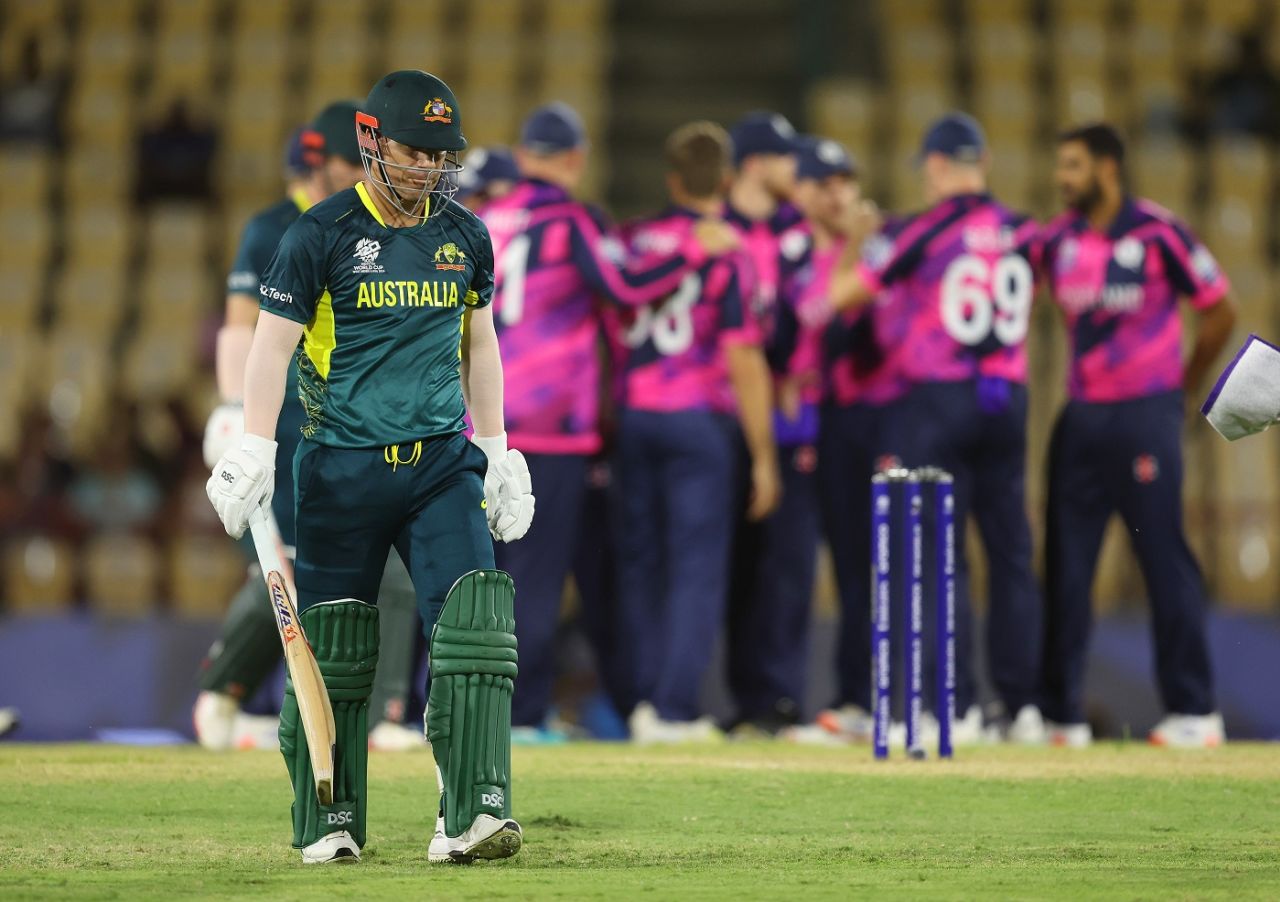 David Warner couldn't have an impact in the chase, Australia vs Scotland, T20 World Cup 2024, Gros Islet, June 15, 2024