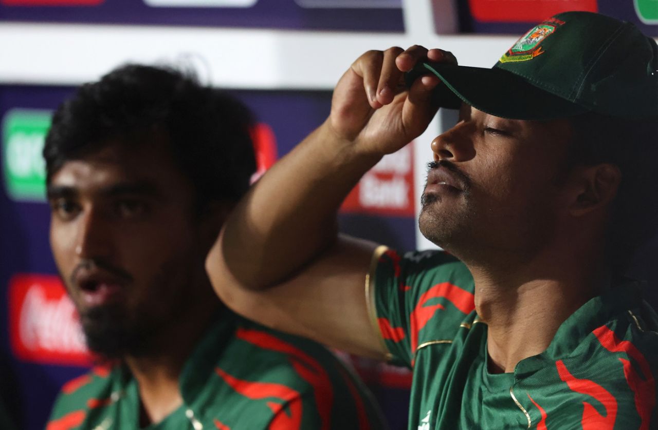 Najmul Hossain Shanto wore a dejected look in the dugout, Bangladesh vs Nepal, T20 World Cup 2024, Kingstown, June 16, 2024