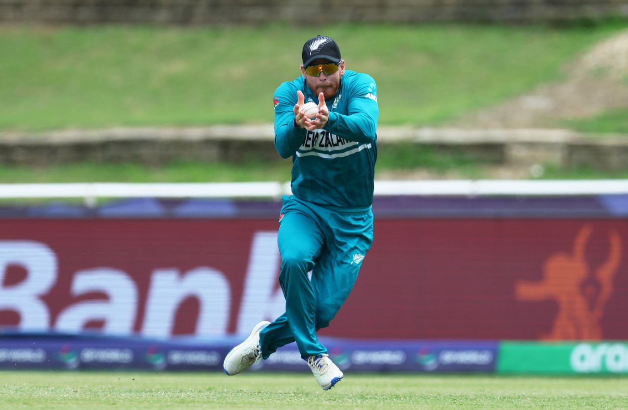 Glenn Phillips completes the catch to send Tony Ura back, New Zealand vs PNG, Tarouba,T20 World Cup 2024, June 17, 2024