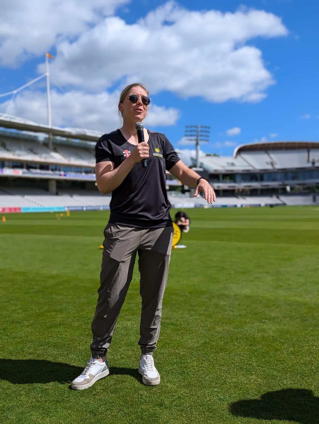 Heather Knight speaks at a Chance to Shine event, Lord's, June 17, 2024