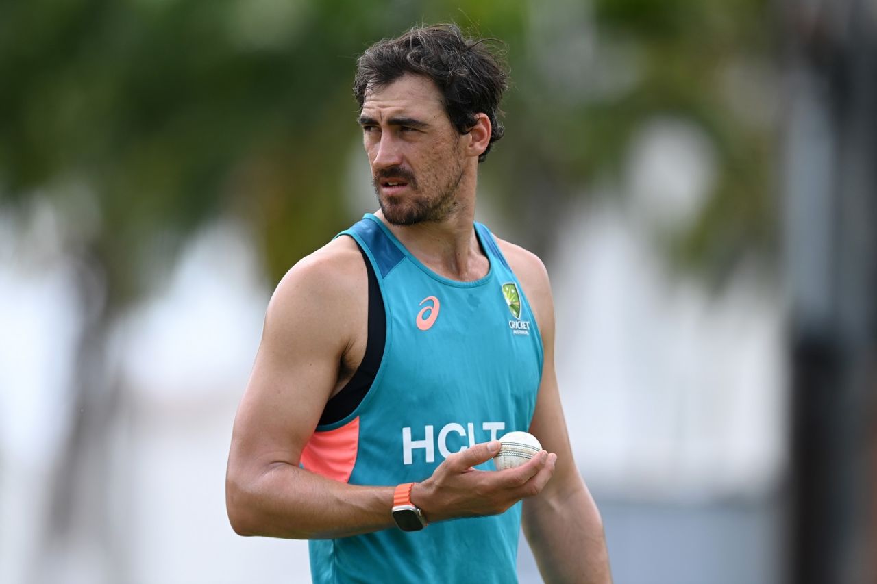 Mitchell Starc gets ready for a training session, ICC T20 World Cup 2024, Antigua, June 18, 2024