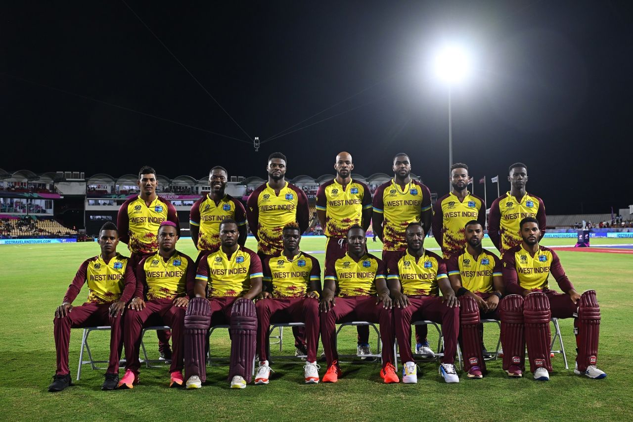 West Indies pose ahead of their last game in St Lucia, West Indies vs England, T20 World Cup 2024, Super Eight, Gros Islet, June 19, 2024
